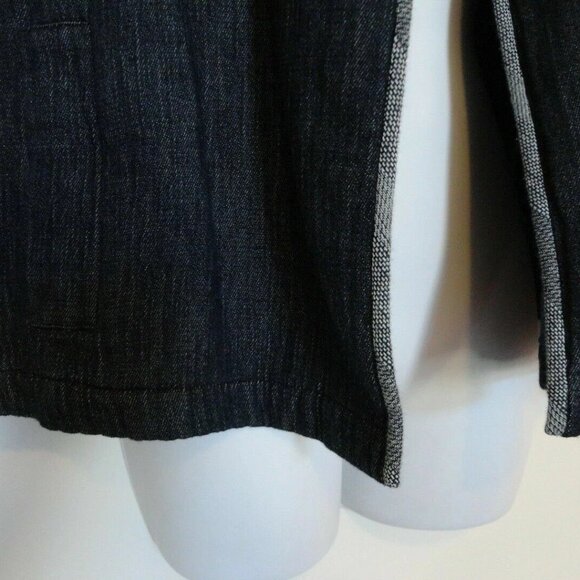 NWT EILEEN FISHER Denim Cotton Indigo Doubleweave Open Round Neck Jacket Medium - Picture 5 of 7